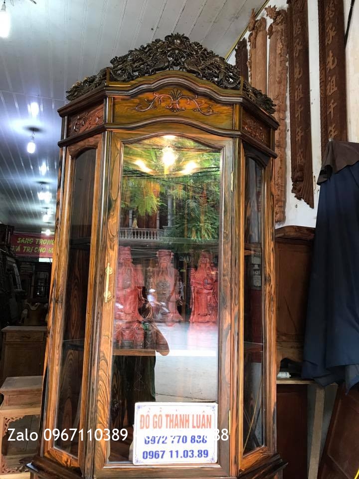 Tủ Rượu Góc Gỗ Mun Hoa. Khách Cẩm Phả Quảng Ninh