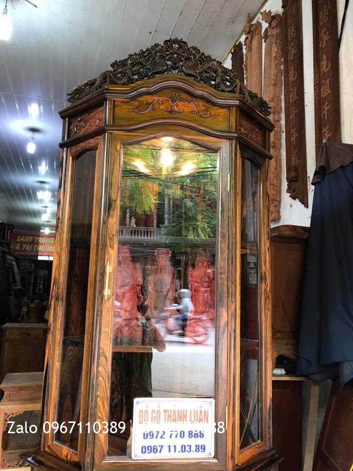 Tủ Rượu Góc Gỗ Mun Hoa. Khách Cẩm Phả Quảng Ninh.