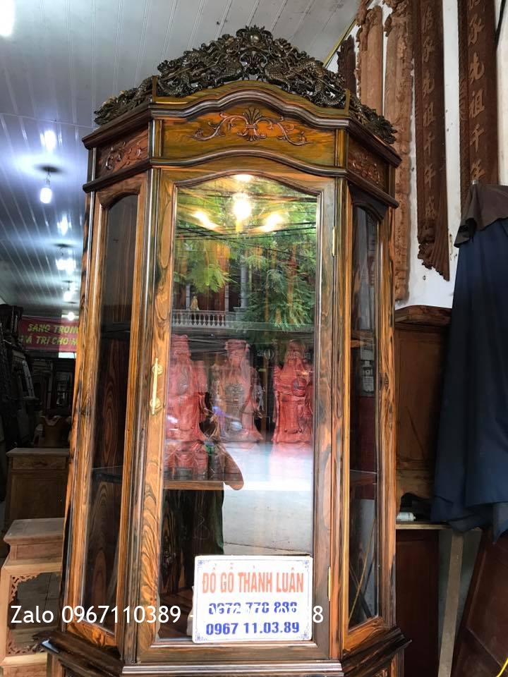 Tủ Rượu Góc Gỗ Mun Hoa. Khách Cẩm Phả Quảng Ninh.