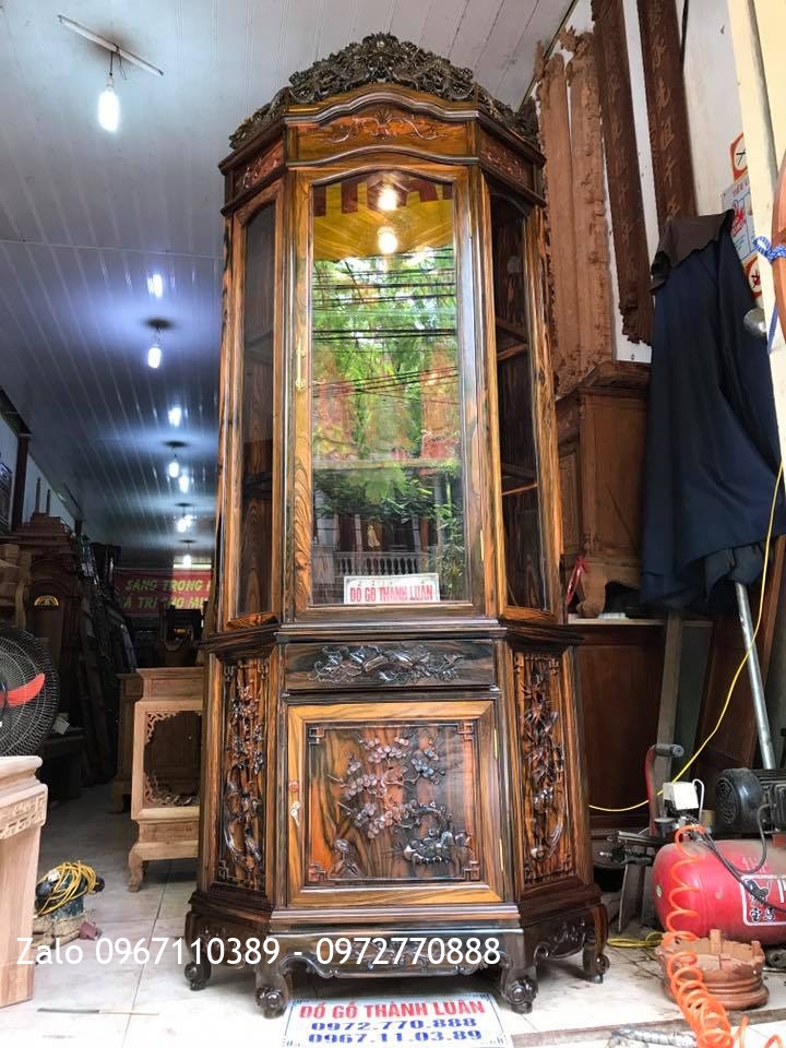 Tủ Rượu Góc Gỗ Mun Hoa. Khách Cẩm Phả Quảng Ninh::.