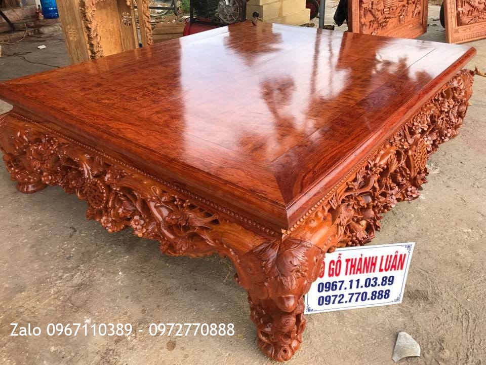 Sập Thập Điểu Quần Mai Gỗ Cẩm Nam Phi Mặt 1 Lá Vân Víp. Bác Mậu Thanh Nhàn HN.