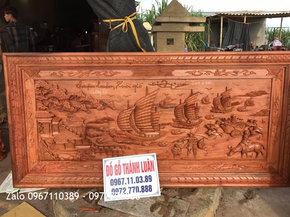 2 Bức Tranh Thuận Buồm Xuôi Gió Gỗ Hương Đá Nam Phi.2m10x1m.   