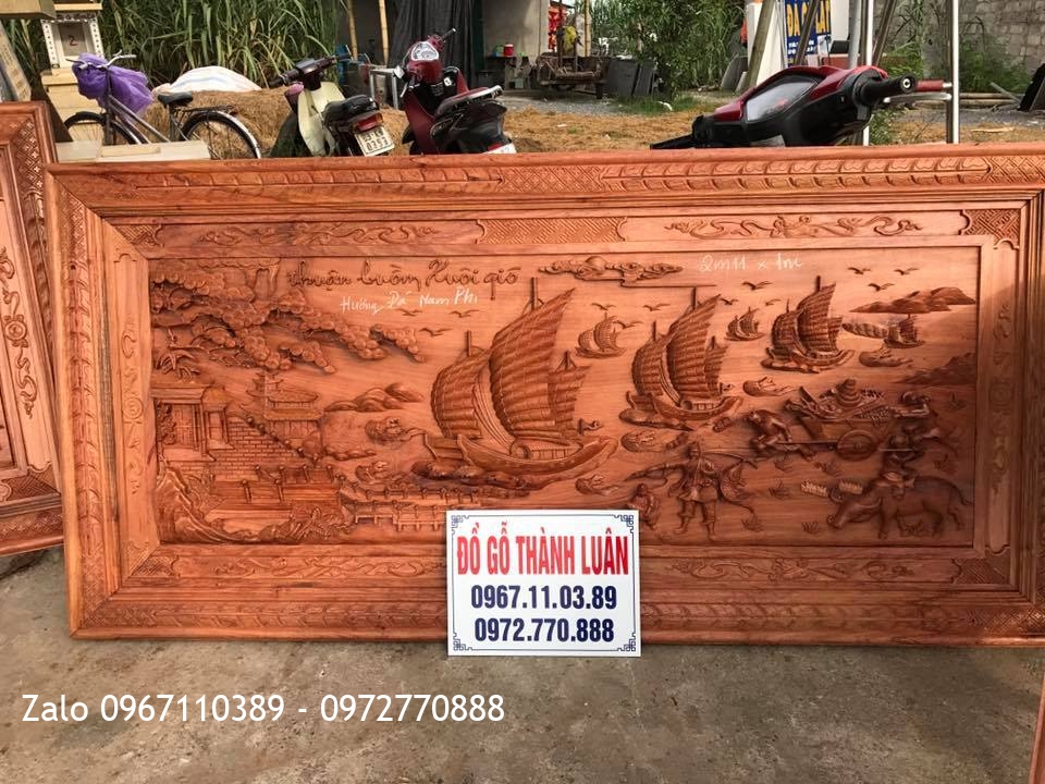 2 Bức Tranh Thuận Buồm Xuôi Gió Gỗ Hương Đá Nam Phi.2m10x1m: