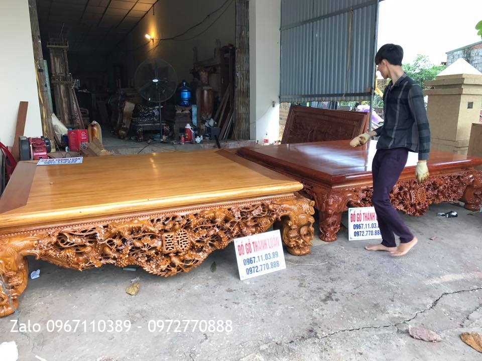 2 Sập Thập Điểu Quần Mai Gỗ Gụ và Gỗ Cẩm Nam Phi. Khách Hà Nội.