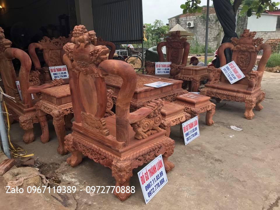 Bộ bàn ghế Nghê Bảo Đỉnh Gỗ Hương Lào cột 13.SIÊU KHỦNG.
