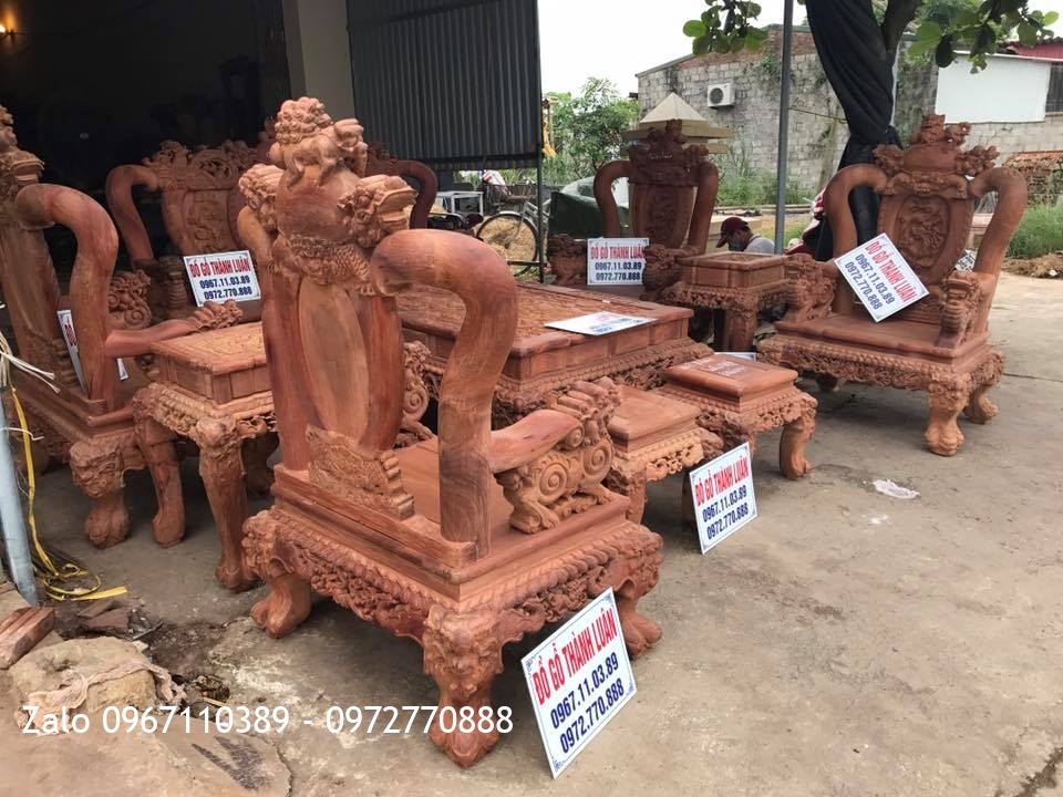 Bộ bàn ghế Nghê Bảo Đỉnh Gỗ Hương Lào cột 13.SIÊU KHỦNG.