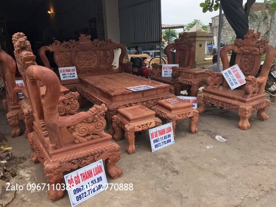 Bộ bàn ghế Nghê Bảo Đỉnh Gỗ Hương Lào cột 13.SIÊU KHỦNG.