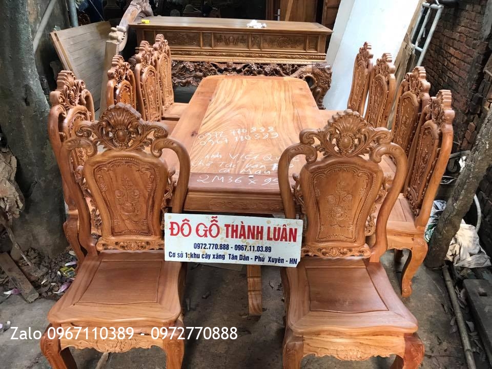 Bộ Bàn Ghế Ăn Gỗ Gõ Đỏ 10 Ghế 1 Bàn. A Quốc Cà Mau.