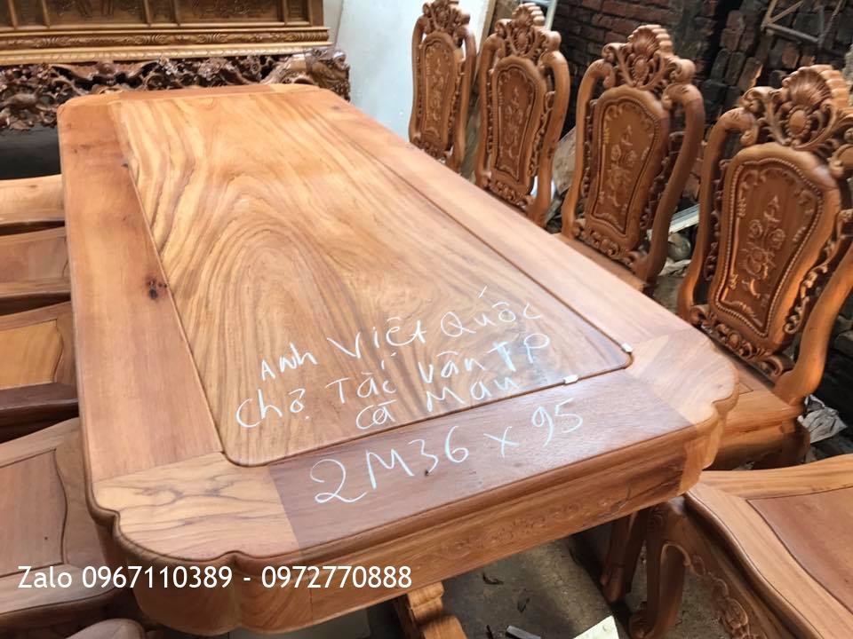 Bộ Bàn Ghế Ăn Gỗ Gõ Đỏ 10 Ghế 1 Bàn. A Quốc Cà Mau.: