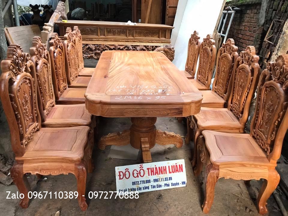 Bộ Bàn Ghế Ăn Gỗ Gõ Đỏ 10 Ghế 1 Bàn. A Quốc Cà Mau::.