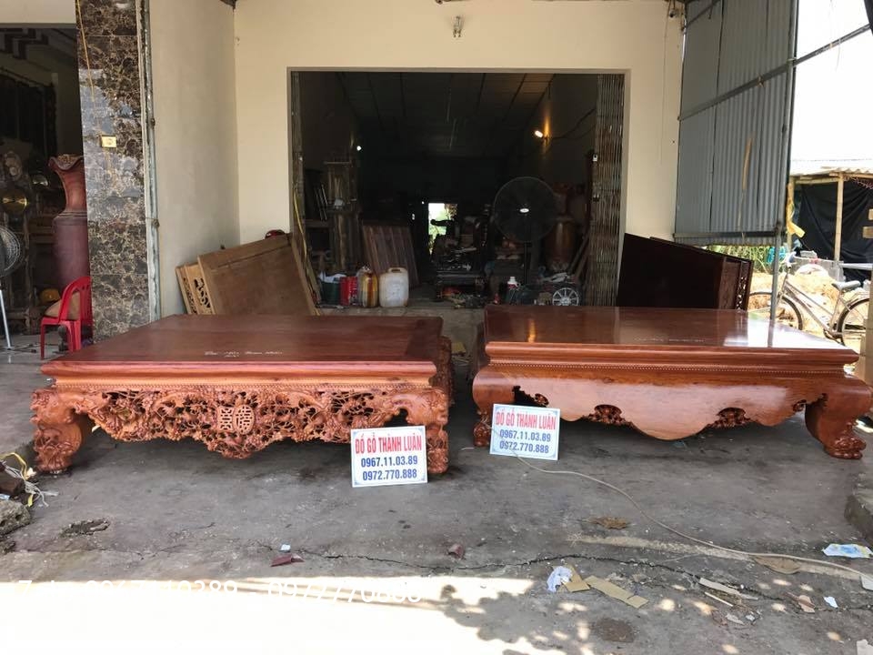 2 Sập Gỗ Cẩm Lai Mặt 1 Lá Vân Víp. Chú Trụ Hoài Đức HN