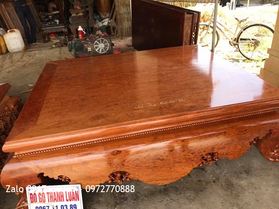2 Sập Gỗ Cẩm Lai Mặt 1 Lá Vân Víp. Chú Trụ Hoài Đức HN.:.