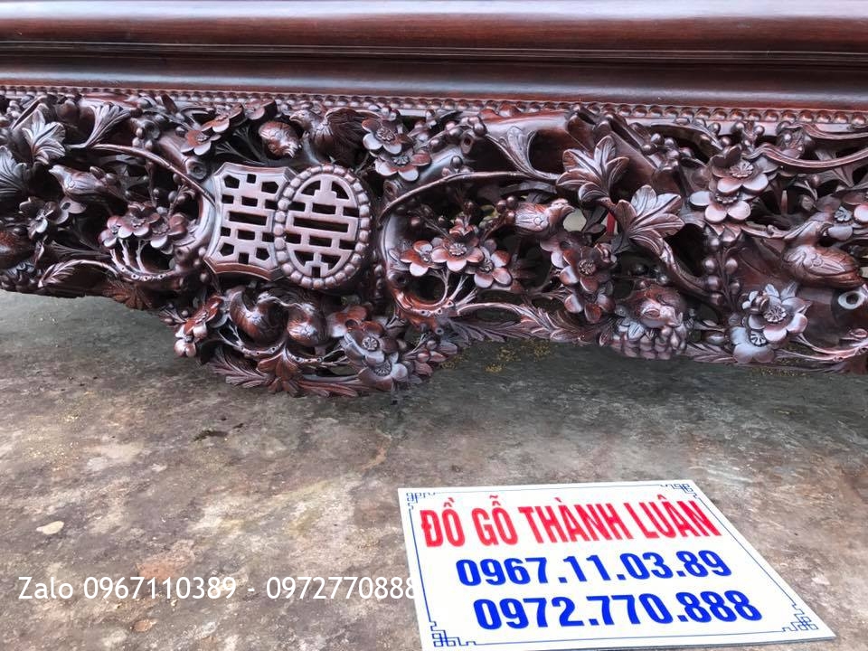 Sập Thập Điểu Quần Mai Gỗ Gụ. Chú Mạnh Phúc Thọ HN::