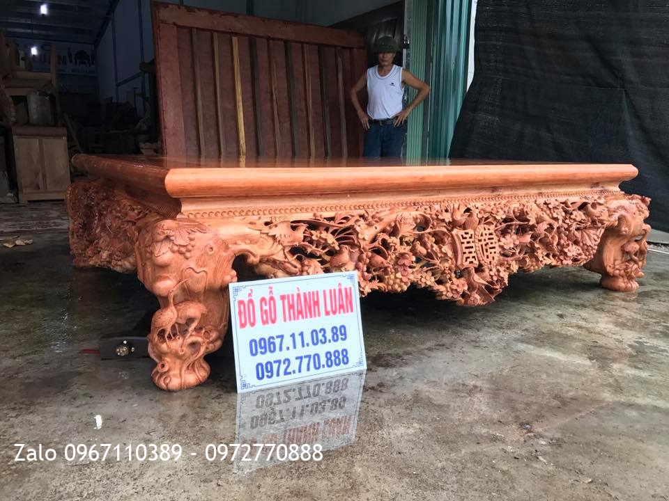 Sập Thập Điểu Quần Mai Gỗ Cẩm Nam Phi 1m8-2m2