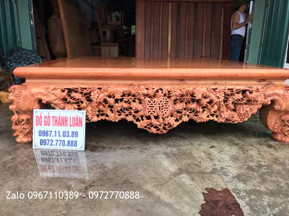 Sập Thập Điểu Quần Mai Gỗ Cẩm Nam Phi 1m8-2m2,