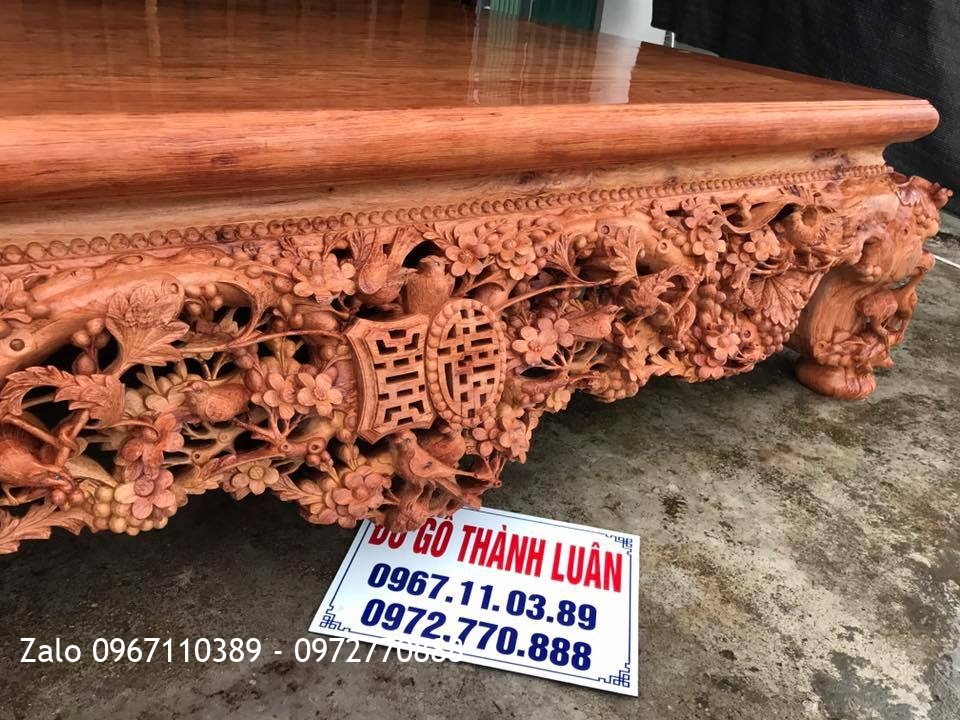 Sập Thập Điểu Quần Mai Gỗ Cẩm Nam Phi 1m8-2m2,.