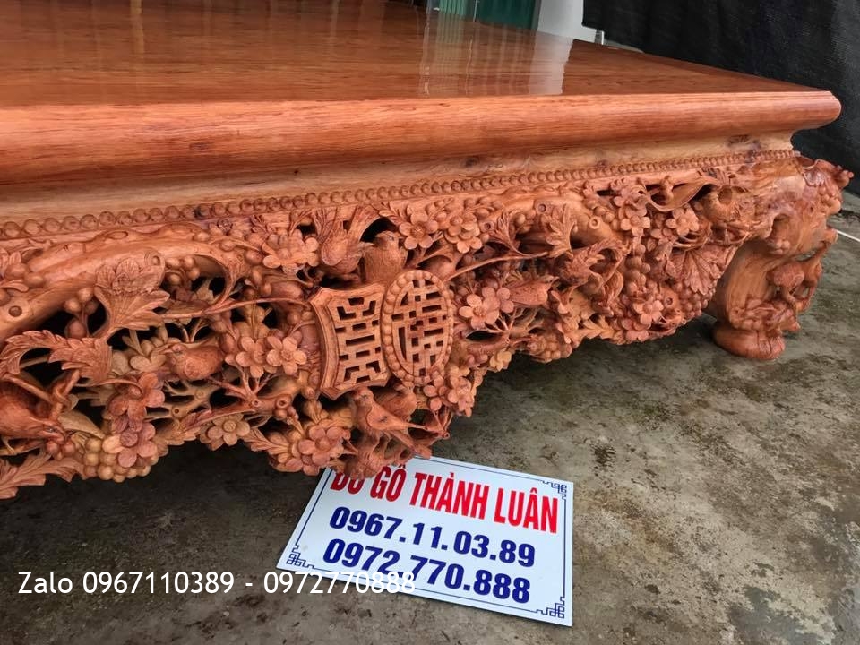 Sập Thập Điểu Quần Mai Gỗ Cẩm Nam Phi 1m8-2m2,.