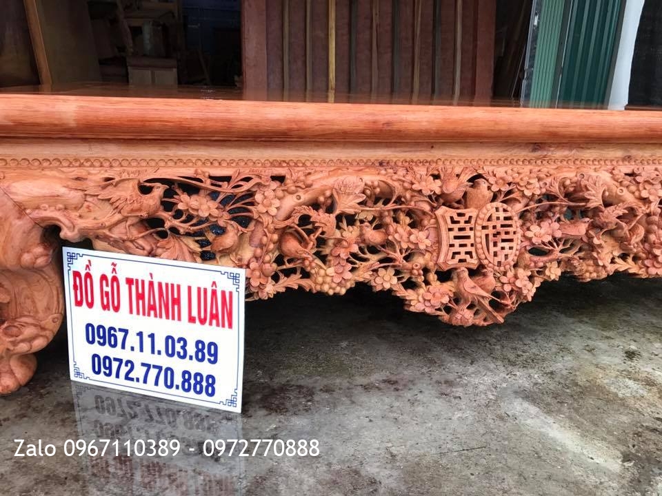 Sập Thập Điểu Quần Mai Gỗ Cẩm Nam Phi 1m8-2m2,.