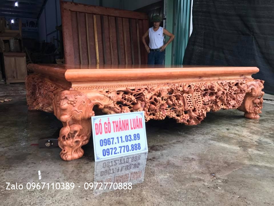 Sập Thập Điểu Quần Mai Gỗ Cẩm Nam Phi 1m8-2m2.