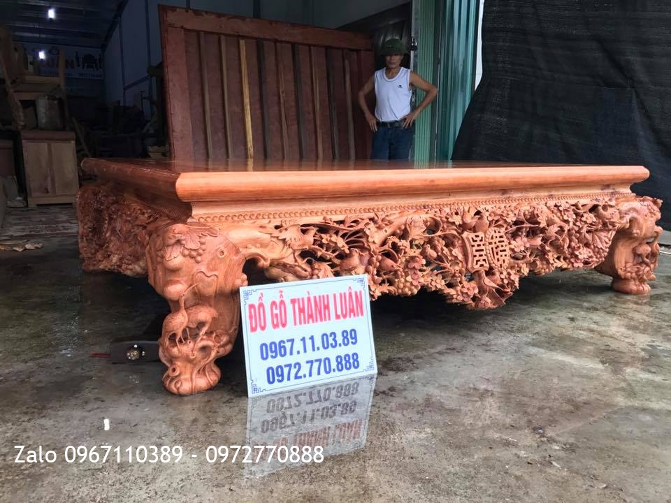 Sập Thập Điểu Quần Mai Gỗ Cẩm Nam Phi 1m8-2m2.