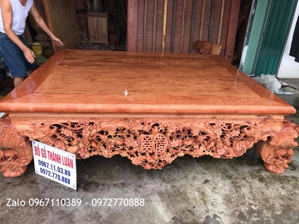 Sập Thập Điểu Quần Mai Gỗ Cẩm Nam Phi 1m8-2m2.: