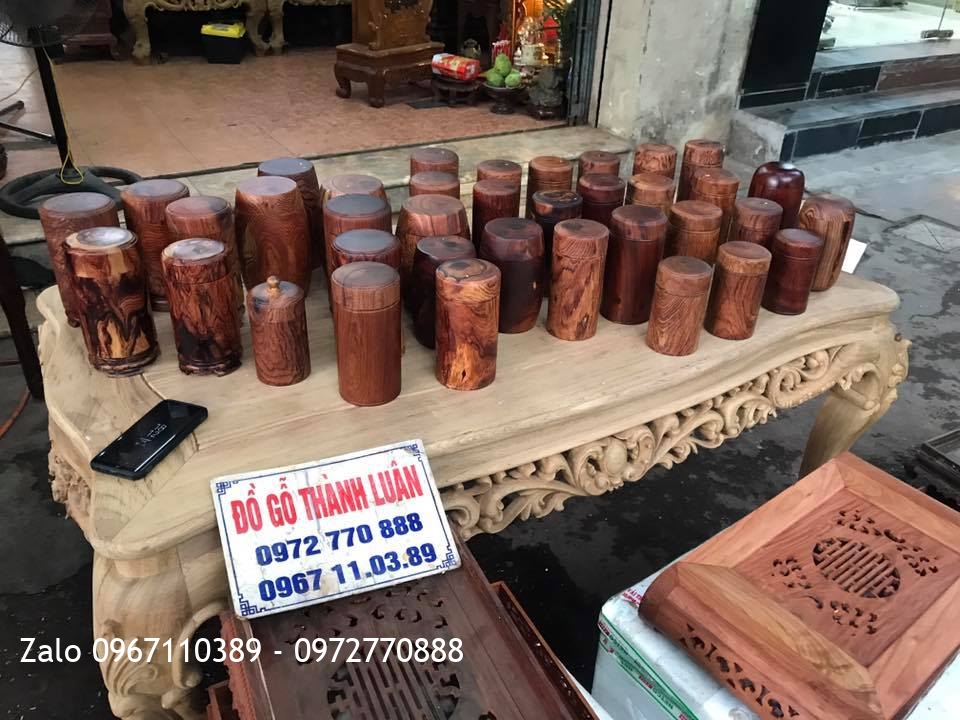 Hộp Đựng Trà Gỗ Cẩm Lai Liền Khối.