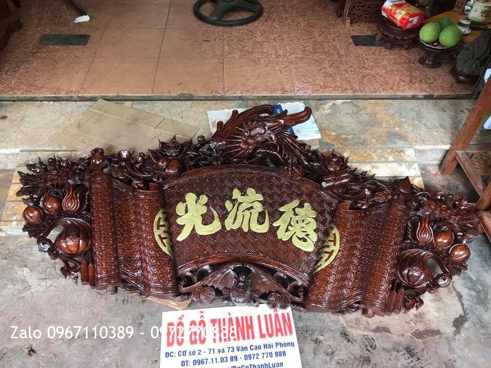 Bộ Cuốn Thư Câu Đối Gỗ Gụ Mẫu Phượng Hoàng. A Vĩnh Lào Cai,,