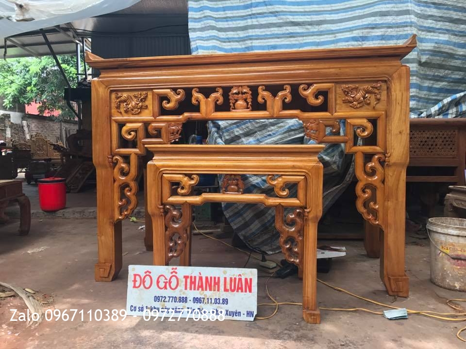 Bộ Bàn Thờ Móc Mỏ Gỗ Gụ. Khách Ecopac Hưng Yên.