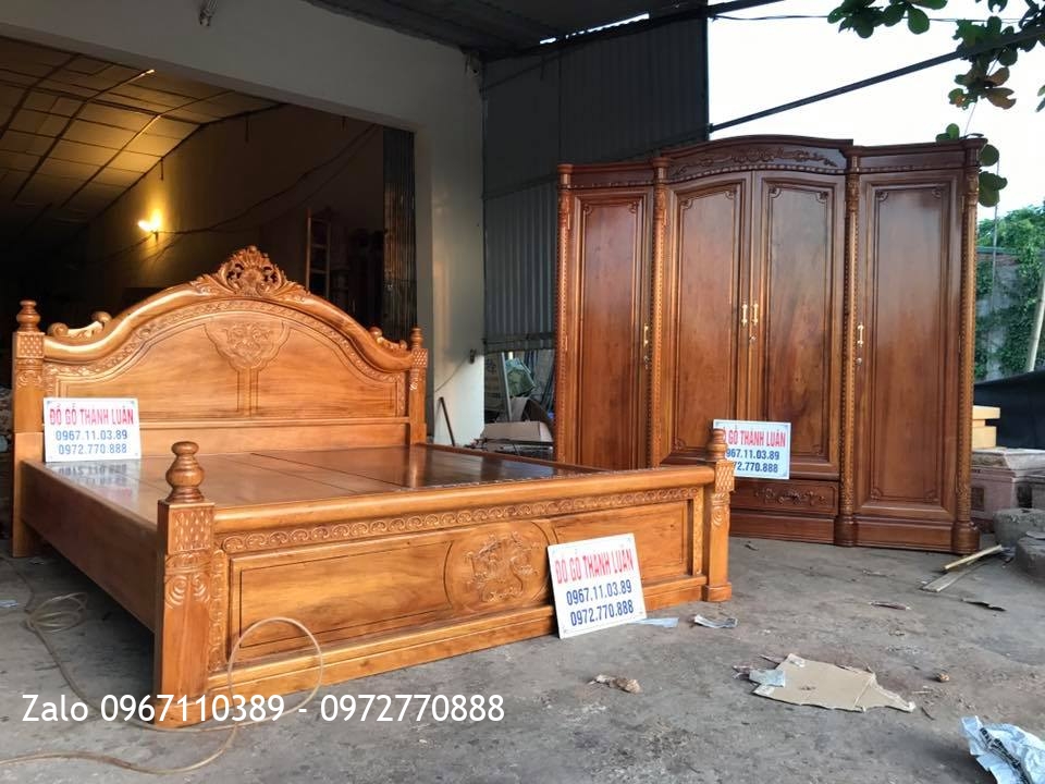 Giường, Tủ Áo Gỗ Gụ Phong Cách Châu Âu. Khách Quảng Ninh,