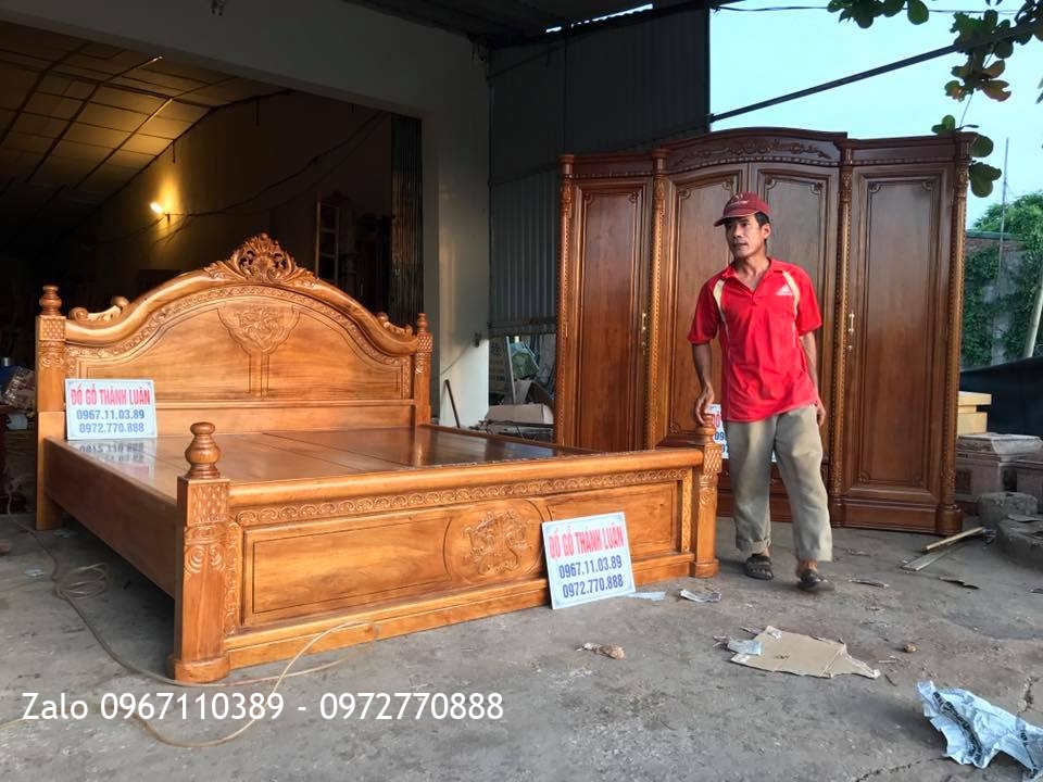 Giường, Tủ Áo Gỗ Gụ Phong Cách Châu Âu. Khách Quảng Ninh.