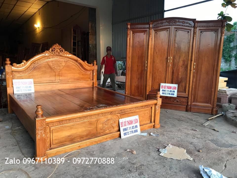 Giường, Tủ Áo Gỗ Gụ Phong Cách Châu Âu. Khách Quảng Ninh@