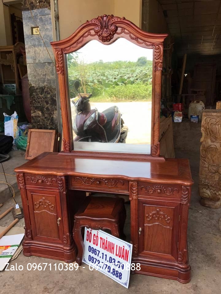 Bàn Trang Điểm(Bàn Phấn) Gỗ Hương Mẫu Bông Lúa. A Mạnh Mỹ Đình HN