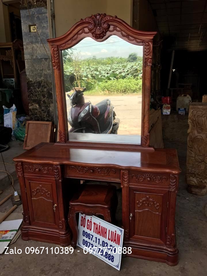 Bàn Trang Điểm(Bàn Phấn) Gỗ Hương Mẫu Bông Lúa. A Mạnh Mỹ Đình HN.