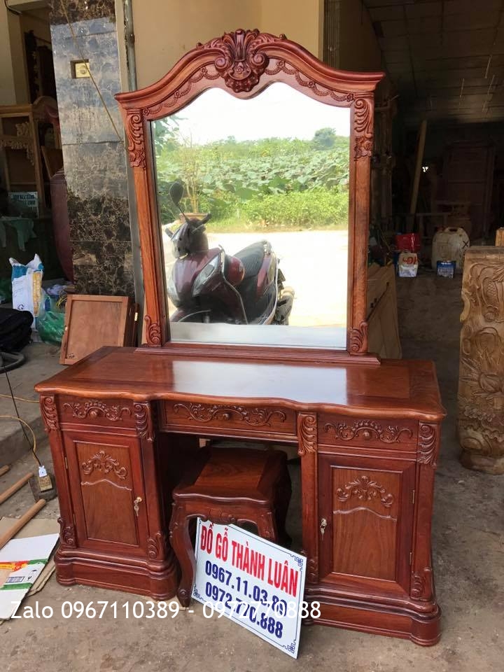 Bàn Trang Điểm(Bàn Phấn) Gỗ Hương Mẫu Bông Lúa. A Mạnh Mỹ Đình HN