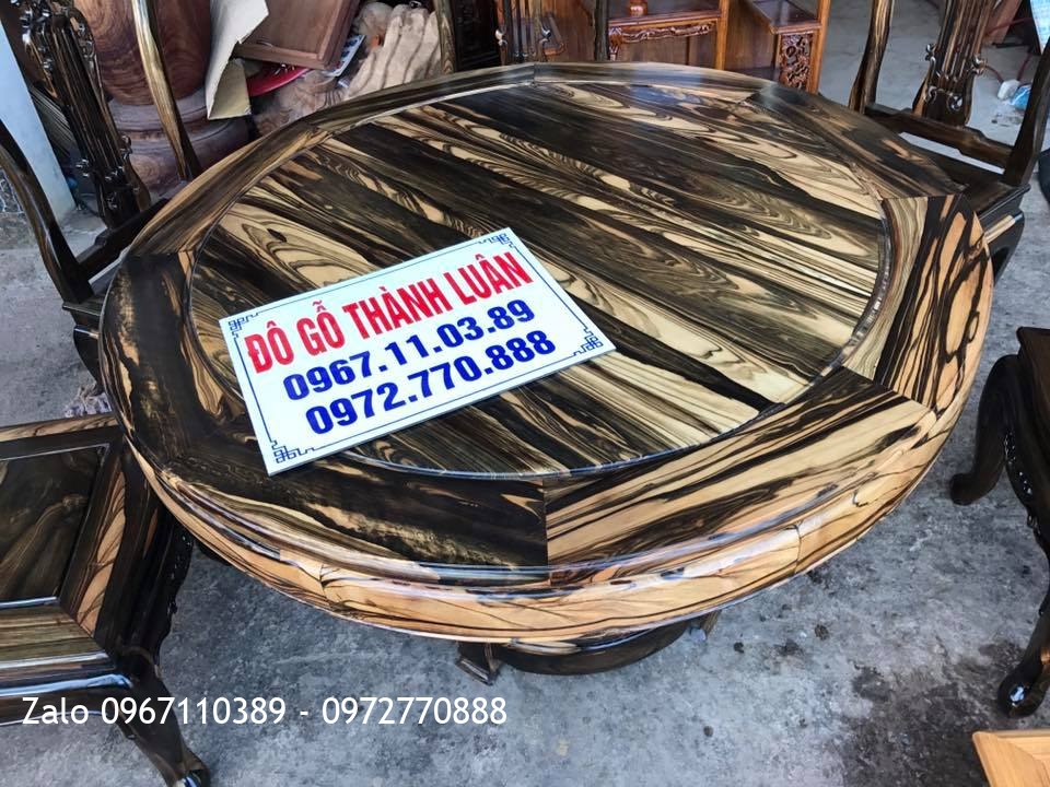 Bộ Bàn Ghế Ăn Gỗ Mun Mẫu Cây Đàn. A Mạnh Mỹ Đình HN