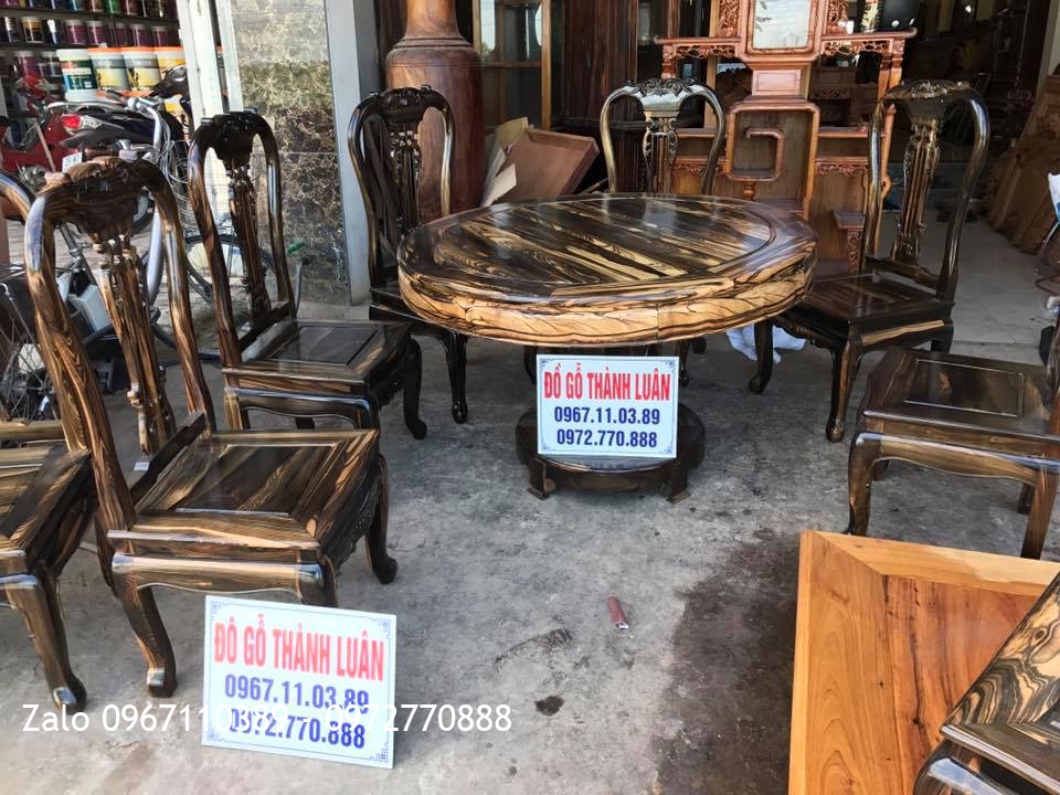 Bộ Bàn Ghế Ăn Gỗ Mun Mẫu Cây Đàn. A Mạnh Mỹ Đình HN,