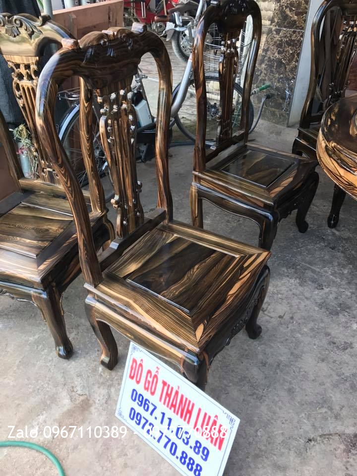 Bộ Bàn Ghế Ăn Gỗ Mun Mẫu Cây Đàn. A Mạnh Mỹ Đình HN