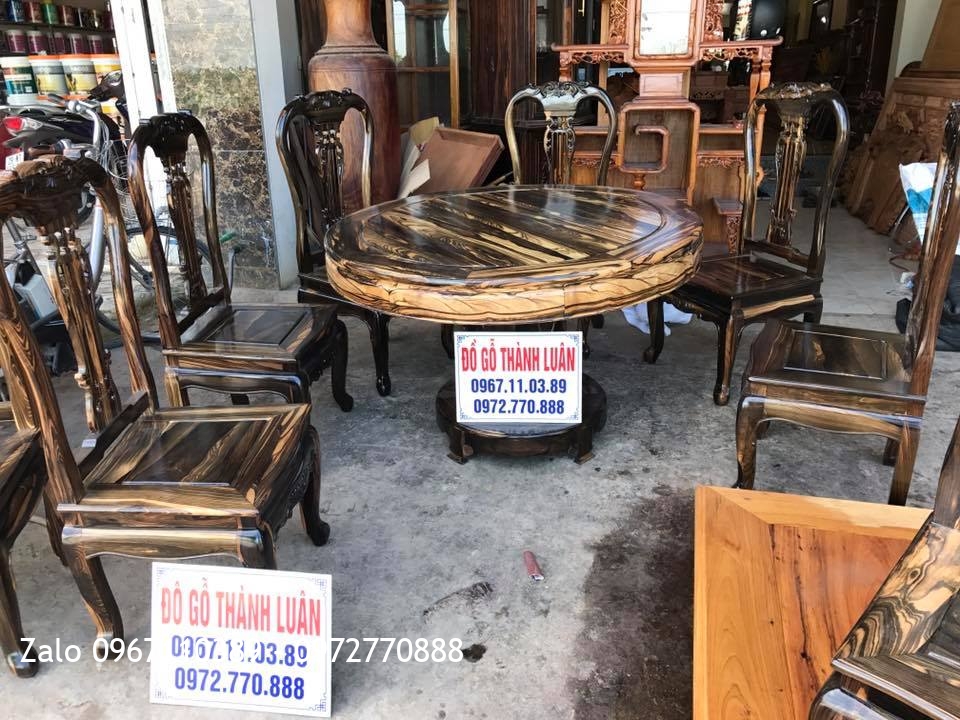 Bộ Bàn Ghế Ăn Gỗ Mun Mẫu Cây Đàn. A Mạnh Mỹ Đình HN