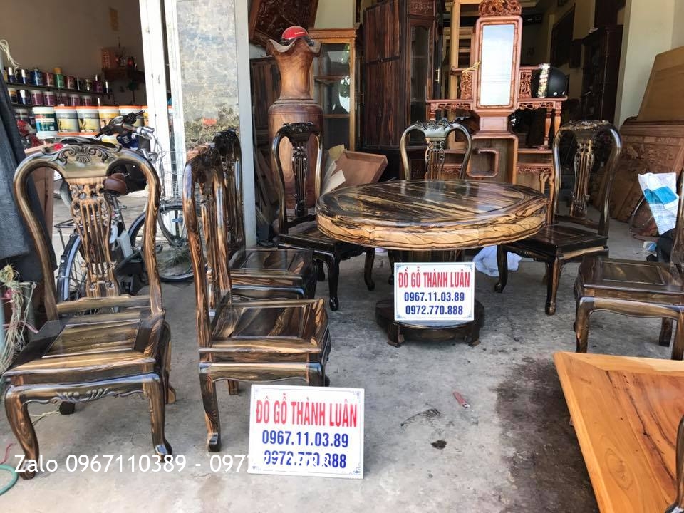 Bộ Bàn Ghế Ăn Gỗ Mun Mẫu Cây Đàn. A Mạnh Mỹ Đình HN::.