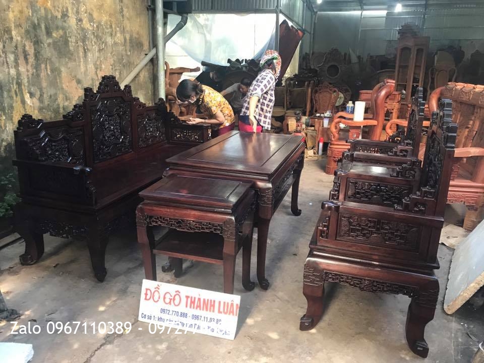 Trường kỷ Huế Ngũ Lân Gỗ Gụ. Khách Thanh Hoá.