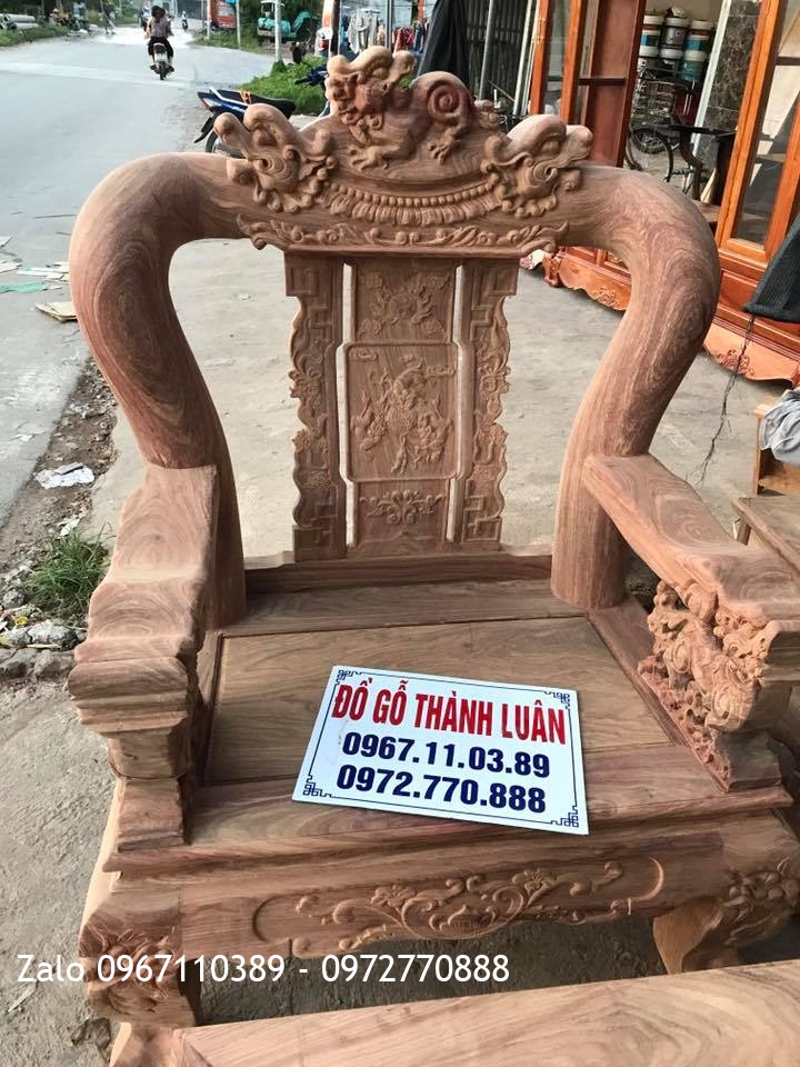 Bộ Bàn Ghế Minh Quốc Nghê Cột 14 Gỗ Hương Vân Nam Phi.