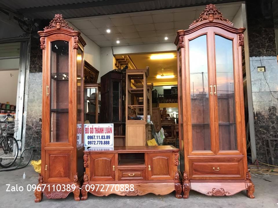 Tủ Kệ Tivi 3 Cục Gỗ Hương Đỏ Lào. A Tú Phúc Thọ Hà Nội