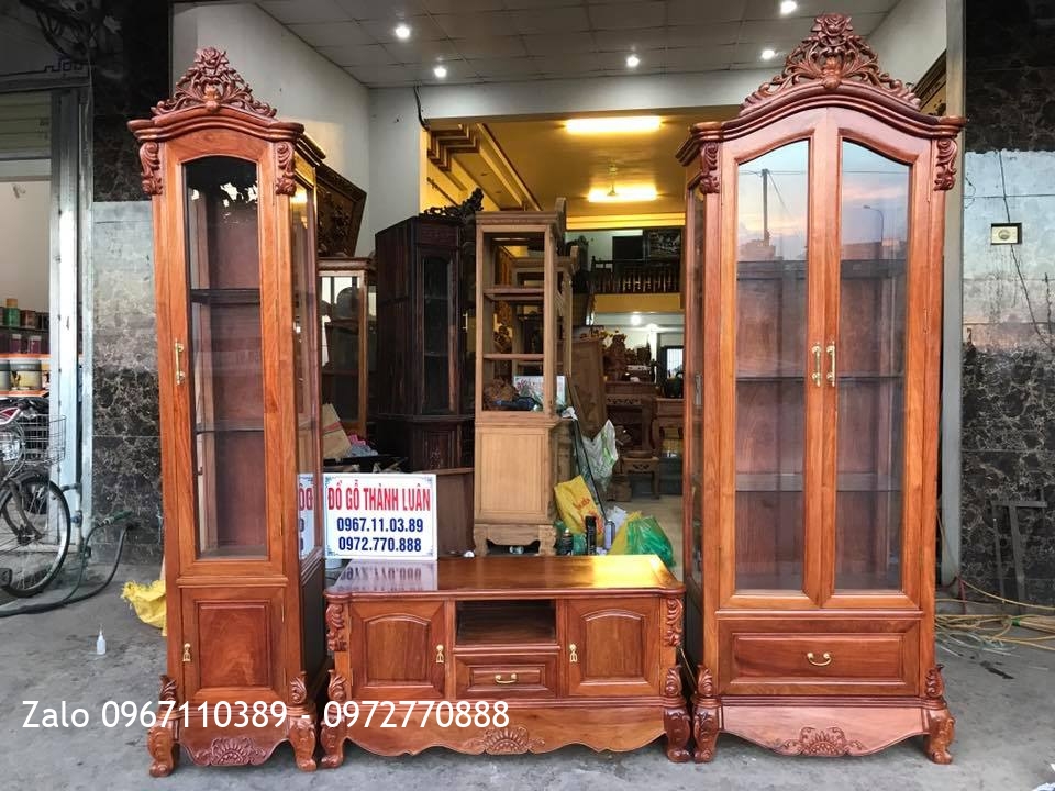 Tủ Kệ Tivi 3 Cục Gỗ Hương Đỏ Lào. A Tú Phúc Thọ Hà Nội.