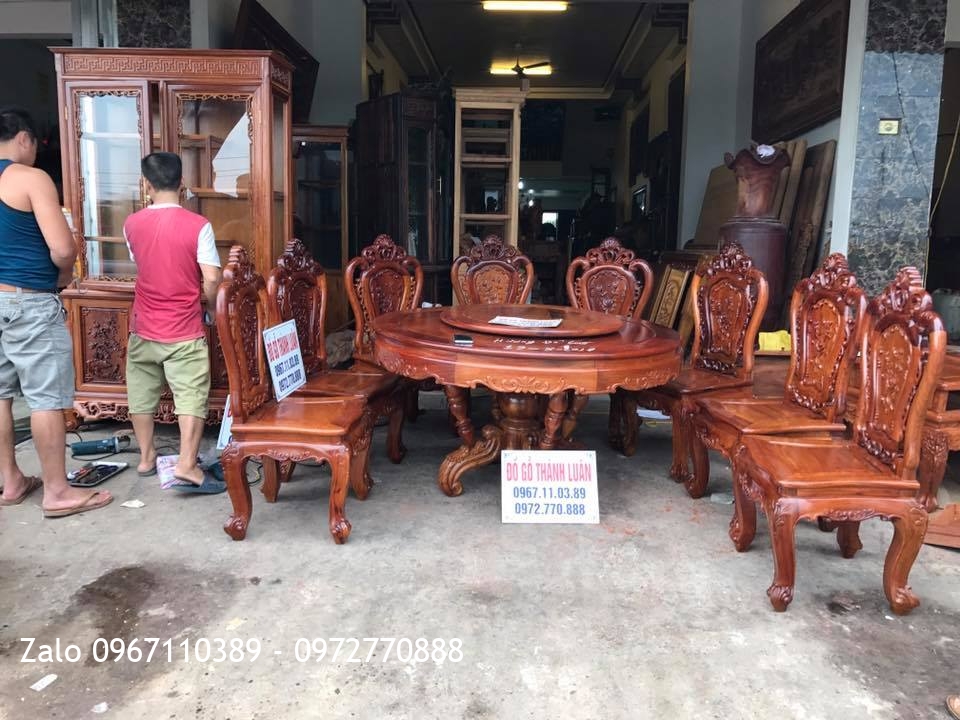 Bộ Ghế Ăn Mẫu Lu-i, Tủ Rượu Gỗ Hương Đỏ Lào. Khách Vĩnh Phúc,