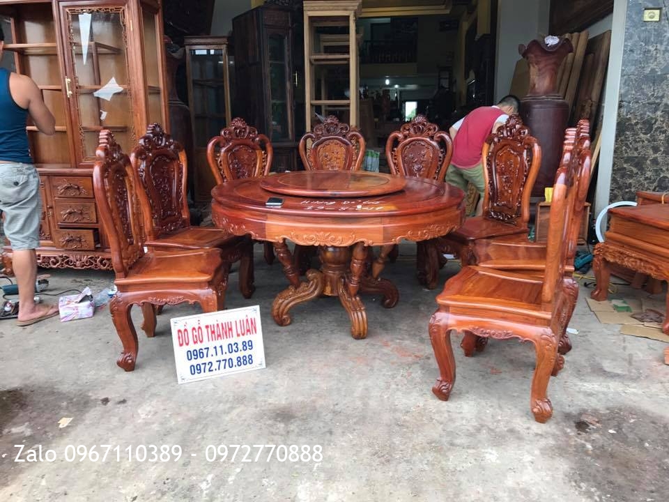 Bộ Ghế Ăn Mẫu Lu-i, Tủ Rượu Gỗ Hương Đỏ Lào. Khách Vĩnh Phúc,