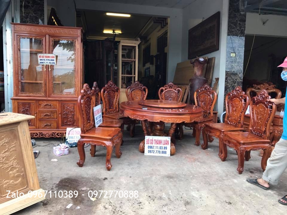 Bộ Ghế Ăn Mẫu Lu-i, Tủ Rượu Gỗ Hương Đỏ Lào. Khách Vĩnh Phúc,,