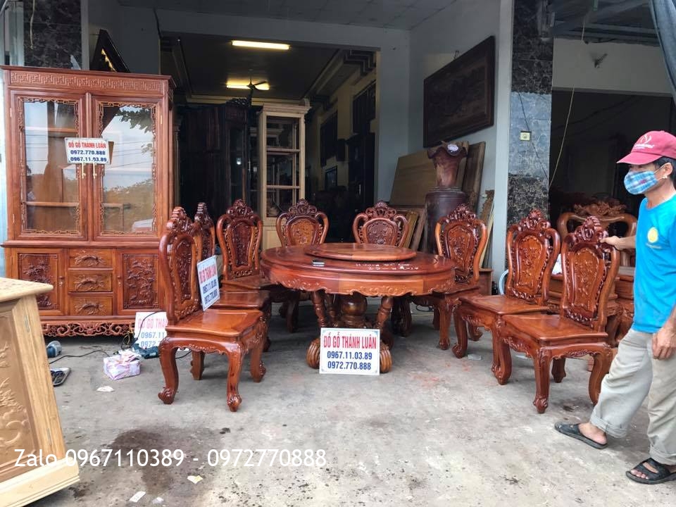 Bộ Ghế Ăn Mẫu Lu-i, Tủ Rượu Gỗ Hương Đỏ Lào. Khách Vĩnh Phúc,,