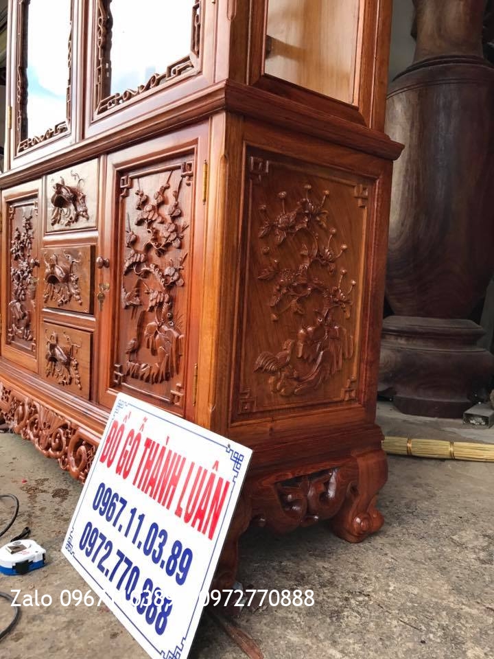 Bộ Ghế Ăn Mẫu Lu-i, Tủ Rượu Gỗ Hương Đỏ Lào. Khách Vĩnh Phúc,.