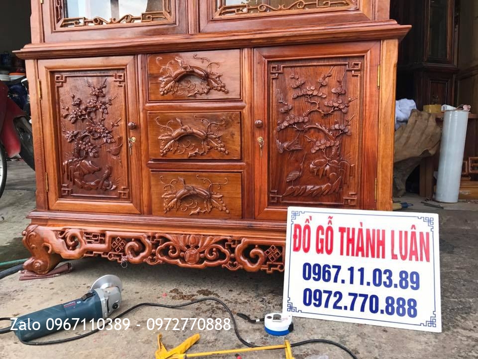 Bộ Ghế Ăn Mẫu Lu-i, Tủ Rượu Gỗ Hương Đỏ Lào. Khách Vĩnh Phúc,.