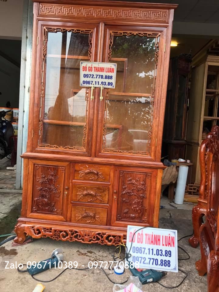 Bộ Ghế Ăn Mẫu Lu-i, Tủ Rượu Gỗ Hương Đỏ Lào. Khách Vĩnh Phúc,: